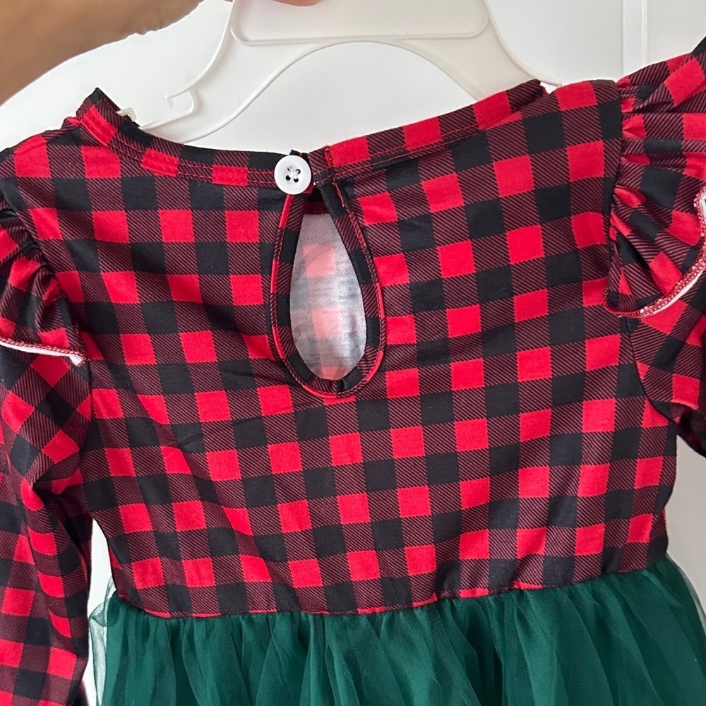 Festive Red and Green Christmas Dress for Baby girls - Picture 4 of 6